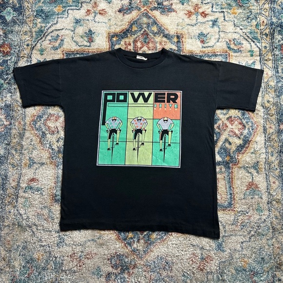 Vintage 80s Power Drive Biker T-shirt Medium - Picture 1 of 4